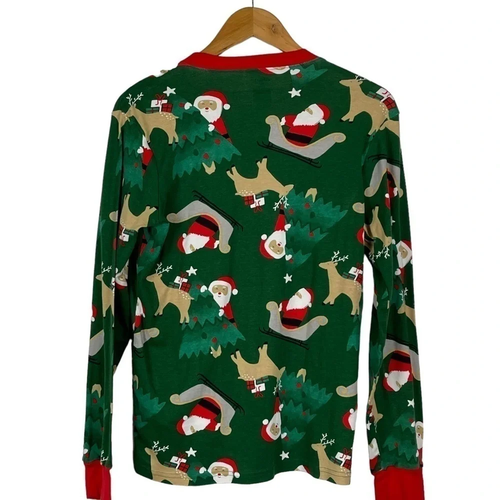 CARTER'S ADULT SANTA REINDEER HOLIDAY RED GREEN COTTON MATCHING PAJAMA PJ SET